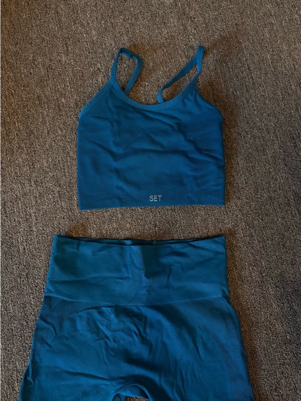 SET Active Teal Ribbed Sports Bra and High-Waist Bottoms